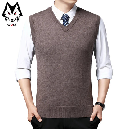 Knitted Mens Thick Sweater Tank Top for Autumn  Winter Daily Wear