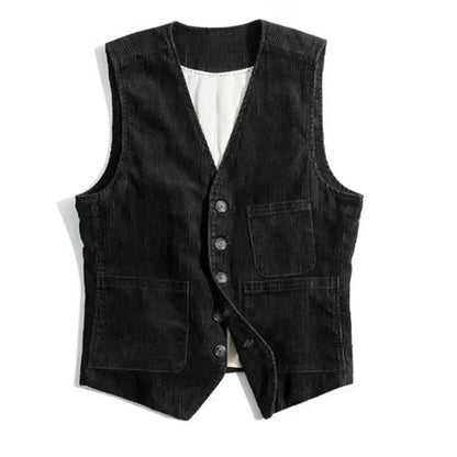 American Retro Corduroy Vest for Men - Stylish Workwear Jacket