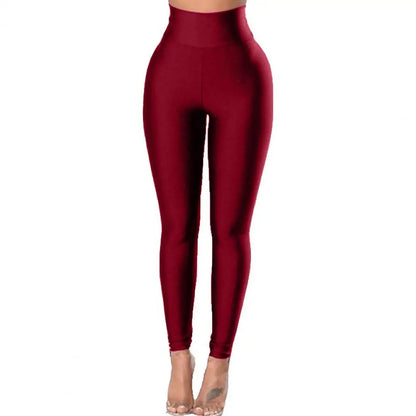 High Waist Shiny Yoga Pants - Sexy Elastic Womens Sports Leggings