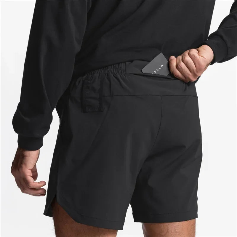 Mens Gym Jogging Shorts - Athletic Workout Exercise Bottoms