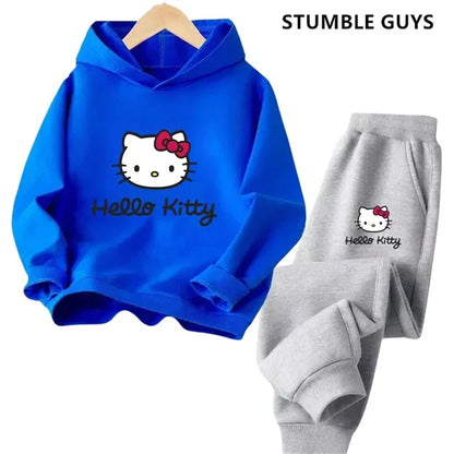 Hello Kitty Girls Hoodie  Pants Set  Cute  Cozy Kids Outfit