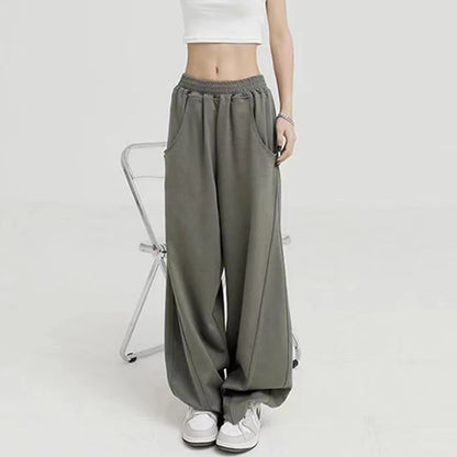 Vintage Y2K High Waist Baggy Wide Leg Sweatpants - Korean Streetwear Trousers for Women