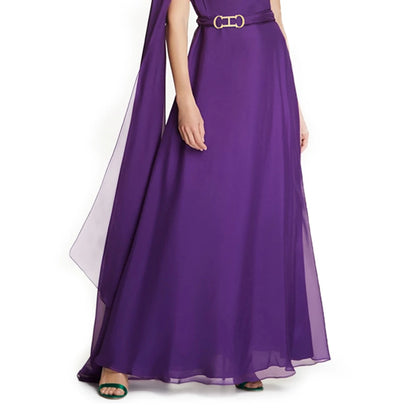 Elegant Slant Shoulder Maxi Dress - Formal Evening Dress for Prom  Party