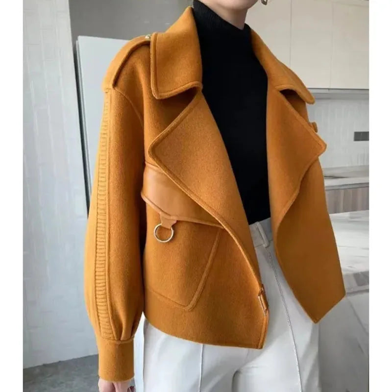 Korean Fashion Faux Woolen Blazer - Womens Fall Winter Long Sleeve Coat