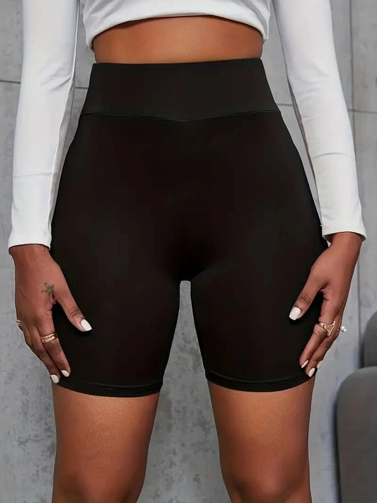 Plus Size High-Waisted Elastic Sports Shorts for Women