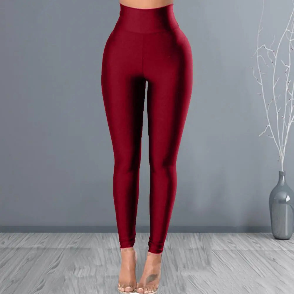 High Waist Shiny Yoga Pants - Sexy Elastic Womens Sports Leggings