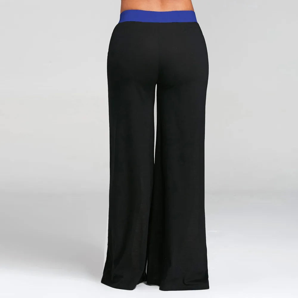 Womens Mid-Waisted Patchwork Bell Bottoms  Casual Flare Yoga Pants