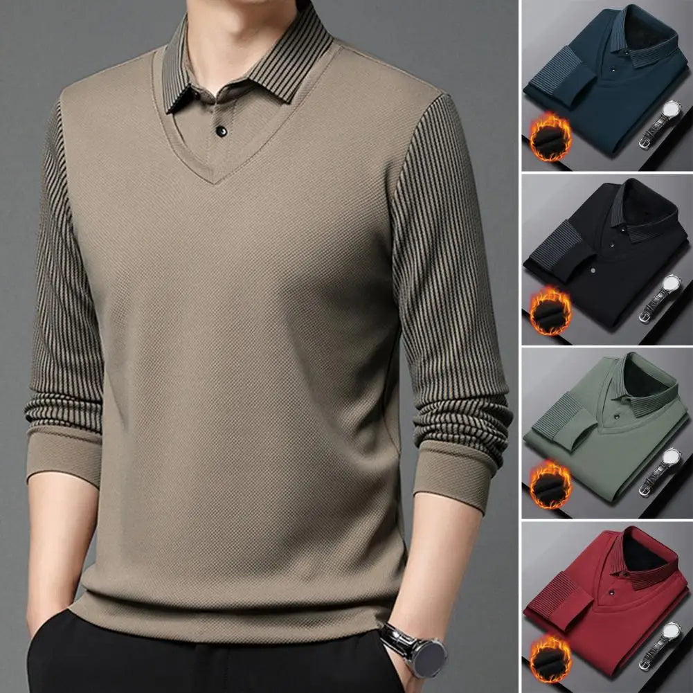 Slim Fit Striped Pullover Sweater - Knitted Mens Top for Formal Fall Winter