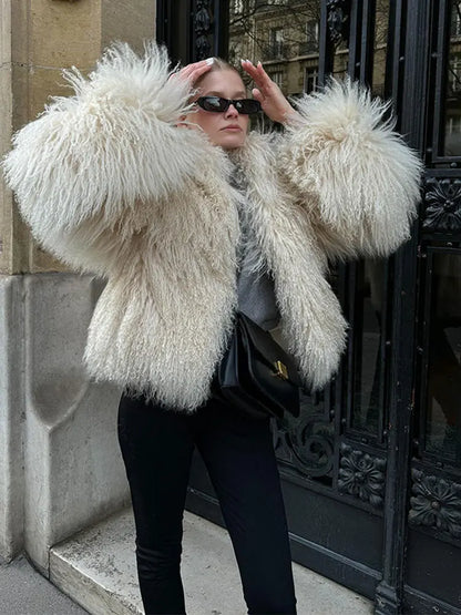 Womens Thick Faux Fur Jacket