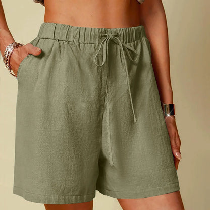 Womens Wide Leg Linen Shorts - Casual Quick Dry Loose Pants