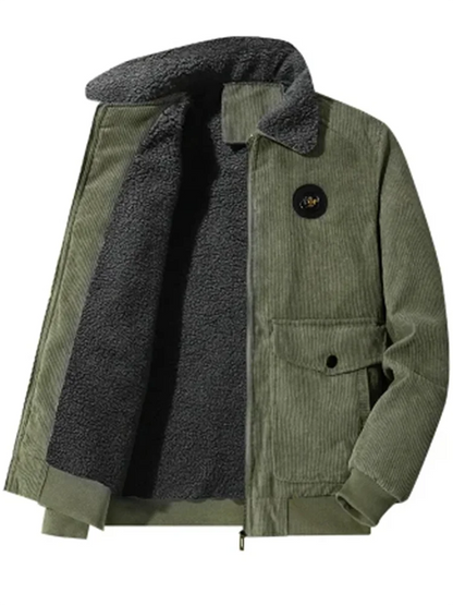 Mens Corduroy Fleece Jacket - New Autumn Winter Cotton-Padded Coat