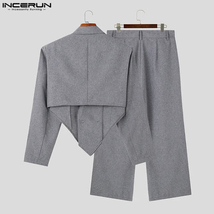 INCEUN Mens Long Sleeve Suit Jacket and Pants Set