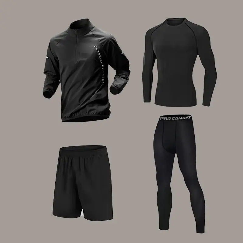 Mens Quick-Dry Long-Sleeve Sports Set - Autumn Running  Cycling Gym Wear