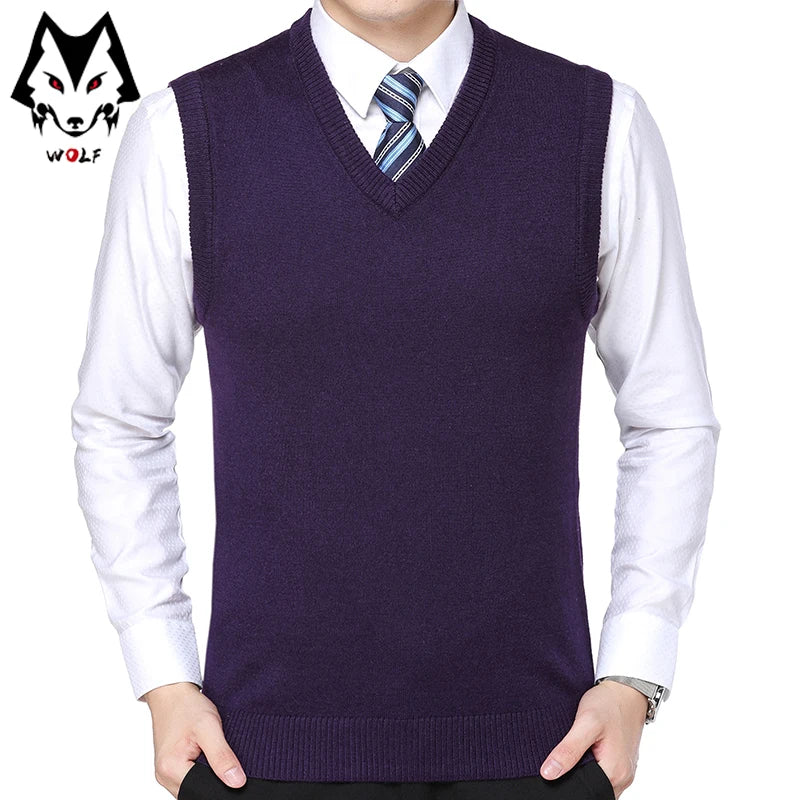 Knitted Mens Thick Sweater Tank Top for Autumn  Winter Daily Wear