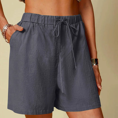 Womens Wide Leg Linen Shorts - Casual Quick Dry Loose Pants