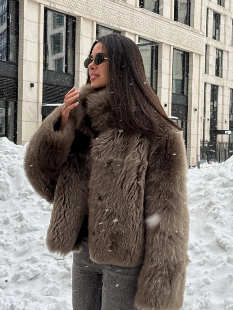 Fluffy Fur Coat - Stylish Womens Cozy Winter Outerwear