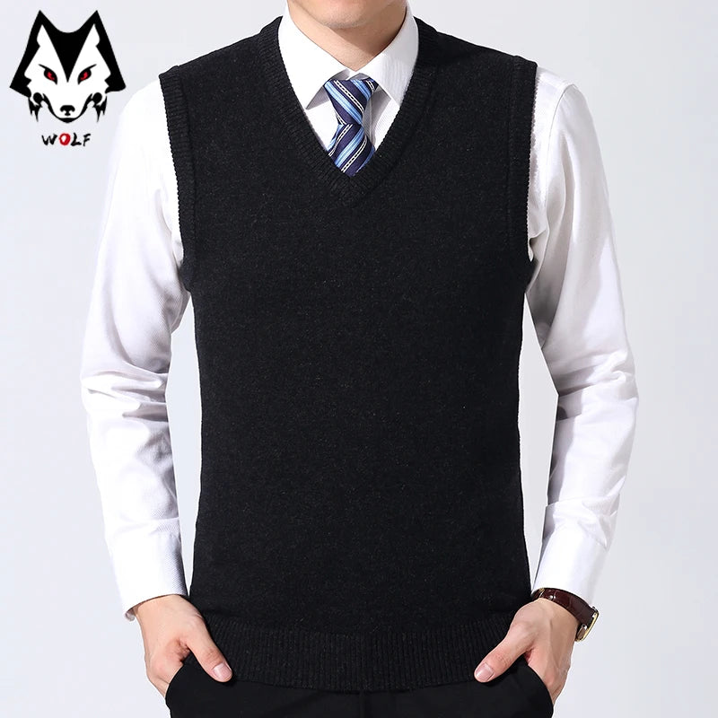 Knitted Mens Thick Sweater Tank Top for Autumn  Winter Daily Wear