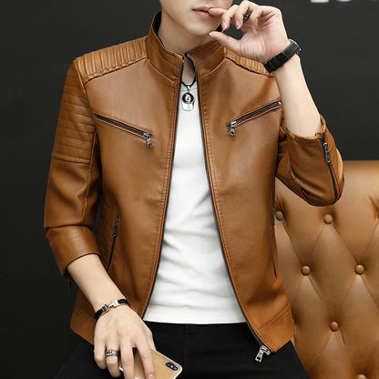 Mens Casual Leather Jacket for Streetwear Style