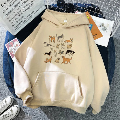 Funny Dachshund Hoodie for Women  Korean Style Anime Graphic Sweatshirt