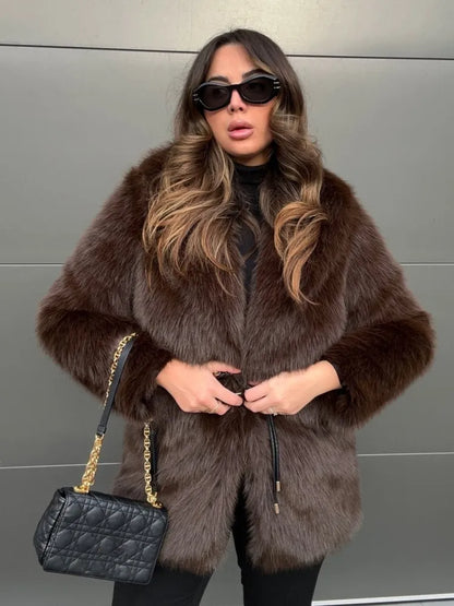 Womens Plush Fur Coat