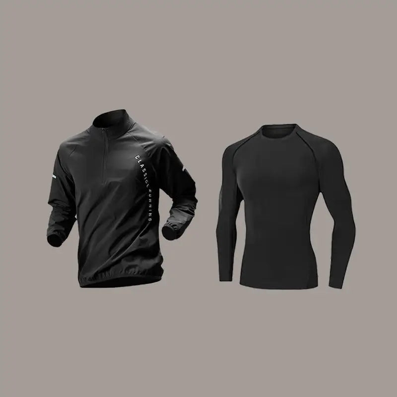 Mens Quick-Dry Long-Sleeve Sports Set - Autumn Running  Cycling Gym Wear