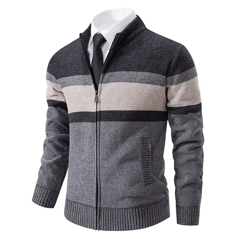 Elegant Slim Fit Zip-Up Golf Sweater Coat for Men