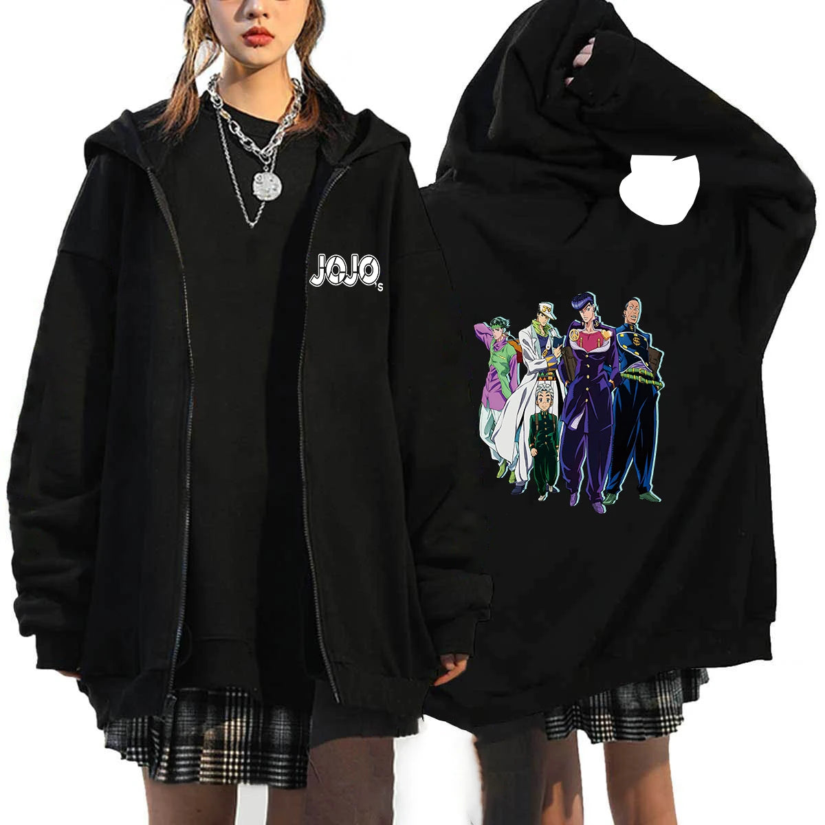 JoJos Bizarre Adventure Oversized Hoodie - Unisex Pullover Jacket for Fans