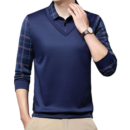 Slim Fit Striped Pullover Sweater - Knitted Mens Top for Formal Fall Winter