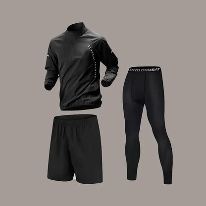 Mens Quick-Dry Long-Sleeve Sports Set - Autumn Running  Cycling Gym Wear