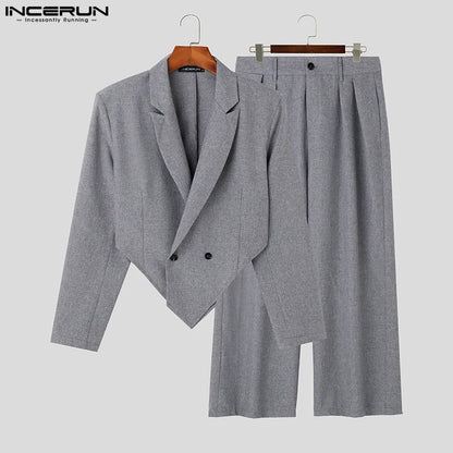 INCEUN Mens Long Sleeve Suit Jacket and Pants Set