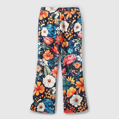 Vintage Floral Wide Leg High-Waisted Jeans