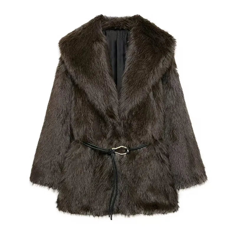 Womens Plush Fur Coat