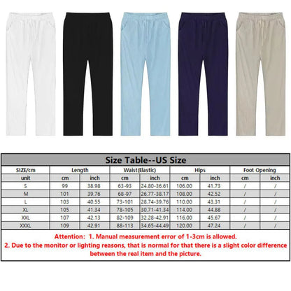 Mens Cotton Linen Beach Suit - 2pcs Shirt  Sweatpants Tracksuit