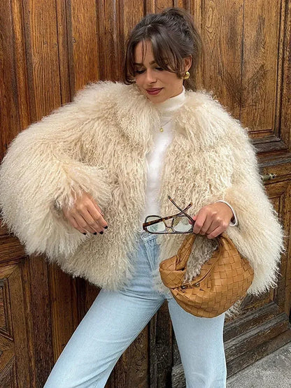 Womens Thick Faux Fur Jacket