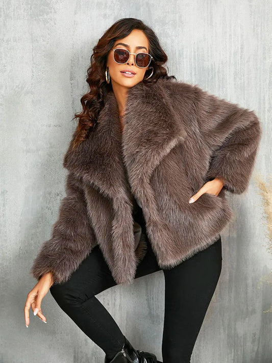 Oversized Faux Fur Coat for Women - Vintage Winter Jacket 2024