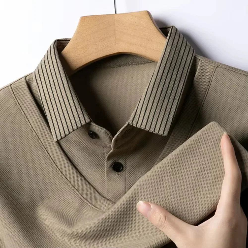 Mens Fake Collar Casual Long Sleeve Pullover Tee - Lapel Polo Sweater