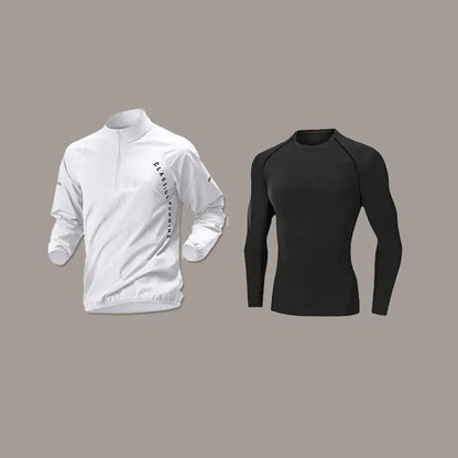 Mens Quick-Dry Long-Sleeve Sports Set - Autumn Running  Cycling Gym Wear