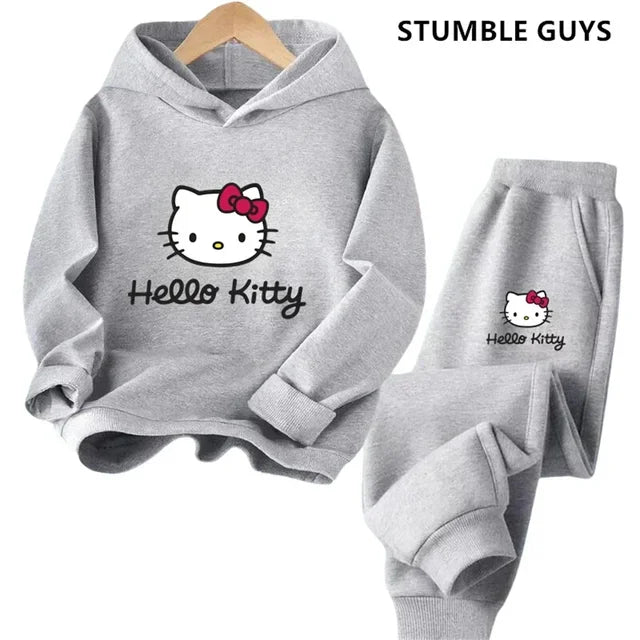 Hello Kitty Girls Hoodie  Pants Set  Cute  Cozy Kids Outfit