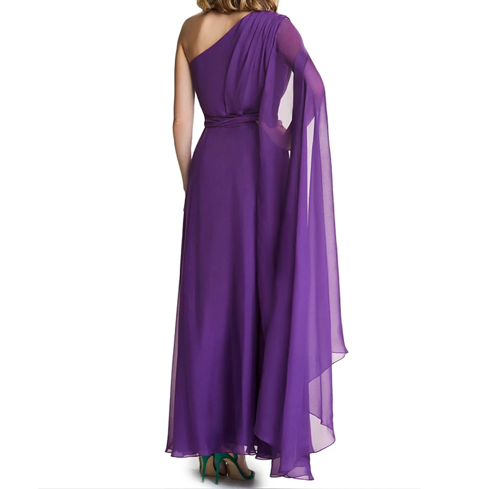 Elegant Slant Shoulder Maxi Dress - Formal Evening Dress for Prom  Party