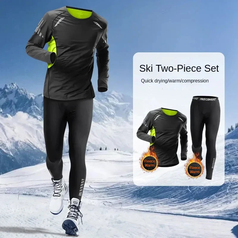 Mens Fitness Sportswear Set - Quick-Dry AutumnWinter Jogging Compression Leggings