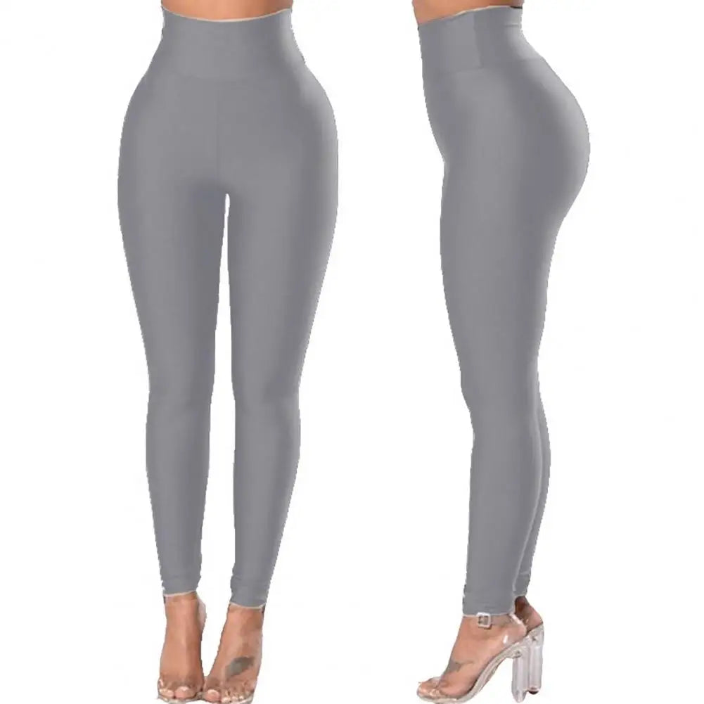 High Waist Shiny Yoga Pants - Sexy Elastic Womens Sports Leggings