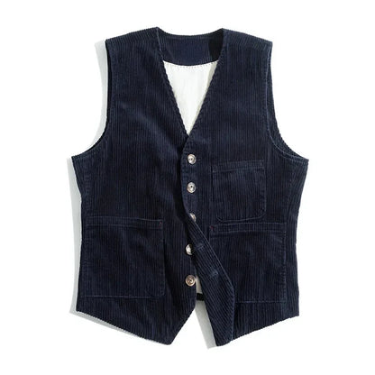 American Retro Corduroy Vest for Men - Stylish Workwear Jacket