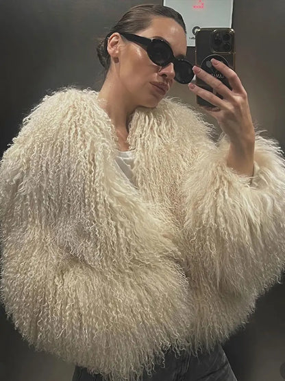 Womens Thick Faux Fur Jacket