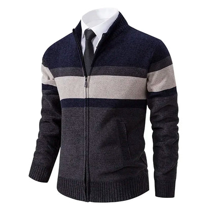 Elegant Slim Fit Zip-Up Golf Sweater Coat for Men