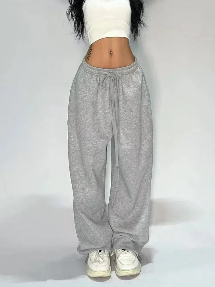 Wide Leg Gray Sweatpants for Women - Oversized Baggy Joggers