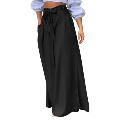 Chic Quick-Dry Womens Trousers - Loose Lace-Up Floor Length Pants