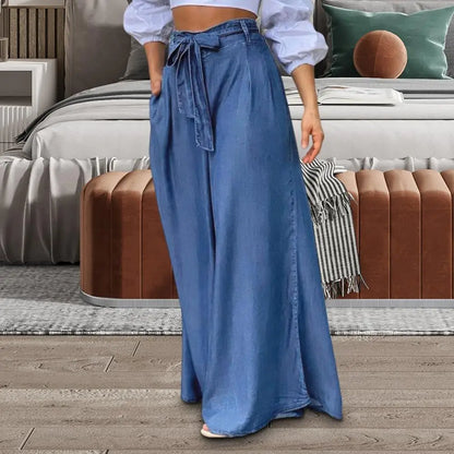 Chic Quick-Dry Womens Trousers - Loose Lace-Up Floor Length Pants