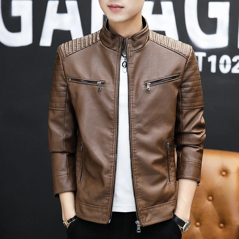 Mens Casual Leather Jacket for Streetwear Style