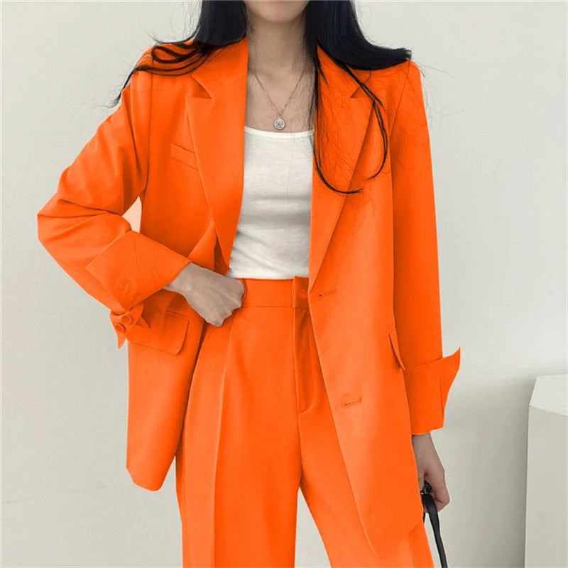 Womens Casual Blazer and Pant Set - Long Sleeve 2-Piece Outfit