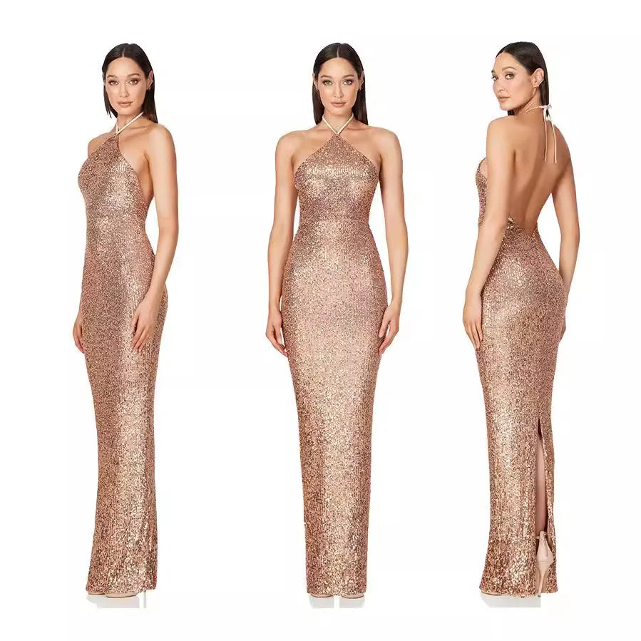 Elegant Sequin Evening Dress - Long Formal Dress for Weddings Parties and Prom